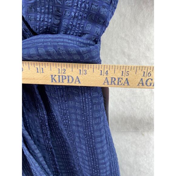 NWT NSR Dress Womens Sz M‎ Blue Ruffle Lined Wrap Neck Tie Crape Long Sleeve - Picture 11 of 12